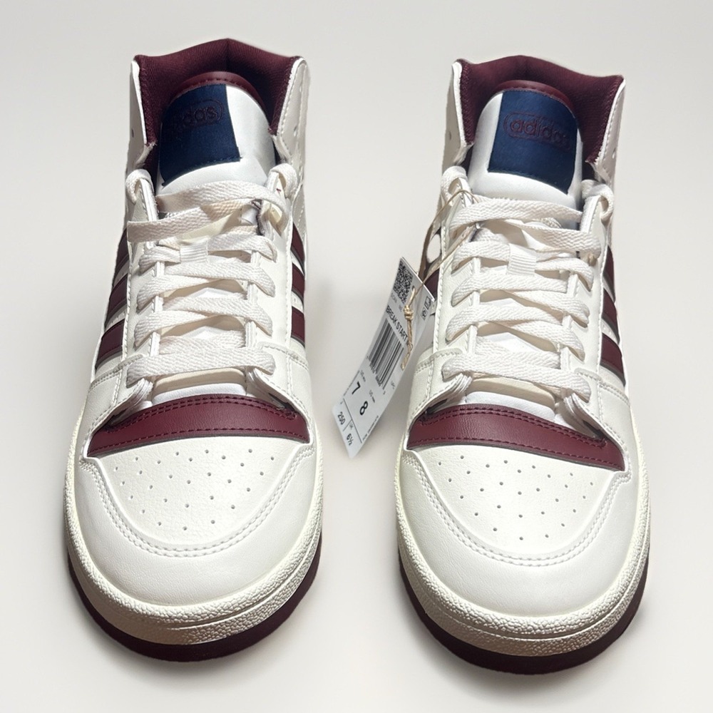 Adidas Forum Break Start Mid White Cream Maroon Lace Up Shoes JR1453 Men Size 7